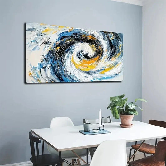 Abstract Black and White Swirl Wall Art canvas office home room framed 120x60cm