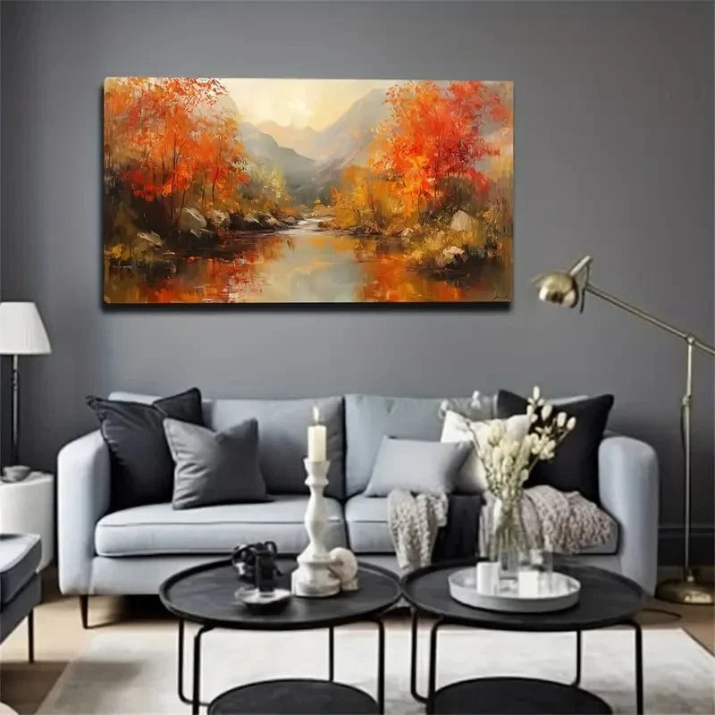 Trees Mountains Streams Spaces Wall Art Canvas Office Home Room Framed 120x60cm