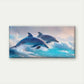 Dolphins in Ocean Waves Wall Art Canvas Office Home Room Framed 80x45cm