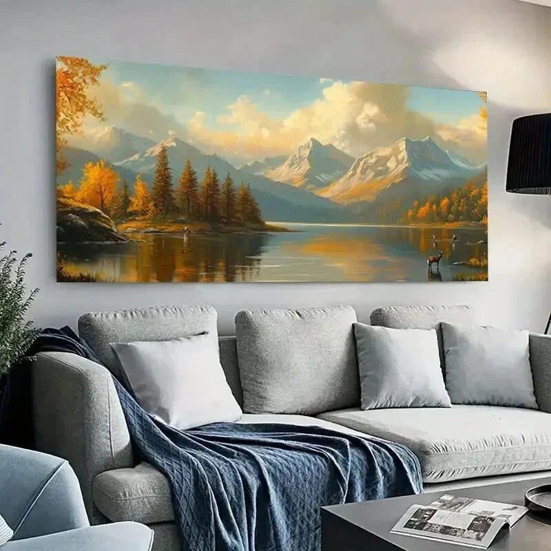 Sunlit Alpine Foliage wall canvas office home room framed 120x60cm