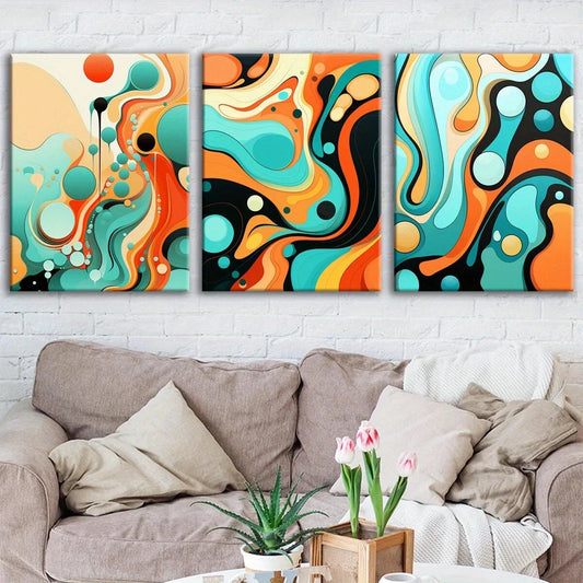 3pcs Vibrant Abstract Modern Fantasy Metal Print Ready to Hang Art