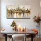Beige & Golden Urban Reflection Wall Art Canvas Office Home Room Framed 80x45cm
