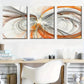 3pcs Featuring Abstract Orange And Gray Lines Metal Print Ready to Hang Art