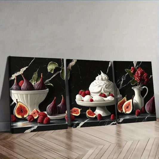 3pcs Dessert cake Painting  Wall Art Set Canvas Framed 40x60cm - High Quality Print 100% Australian Made Wall Canvas Ready to Hang