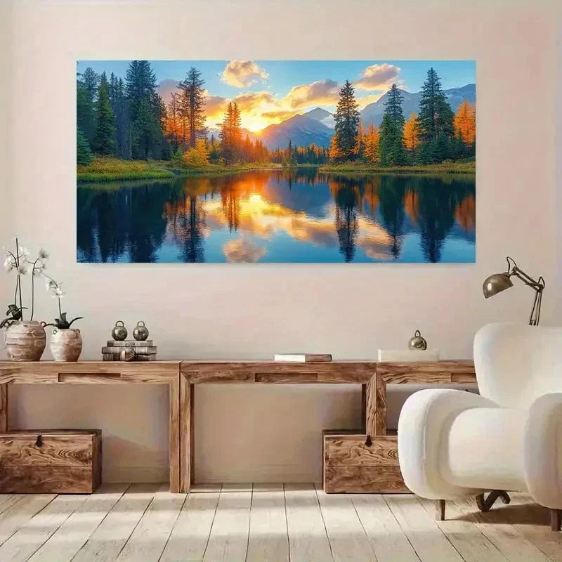 Featuring Modern Classic Forest Wall Art Canvas Office Home Room Framed 80x45cm