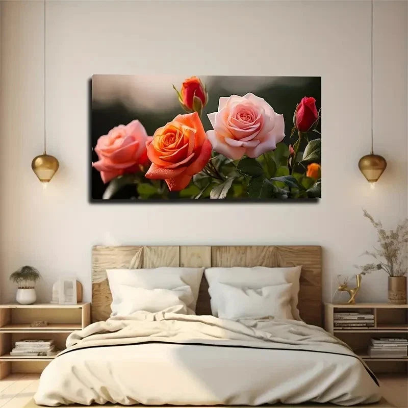 Roses Exquisite Design Wall Art Canvas Office Home Room Framed 80x45cm