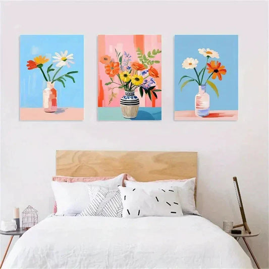 3pcs Sunlit Daisies Botanical Metal Print Ready to Hang Art