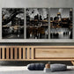 3pcs Night View Sky line Black City Metal Print Ready to Hang Art