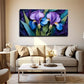 Vibrant Iris Floral Design Wall Art Canvas Office Home Room Framed 80x45cm