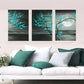 3pcs Night Moon Trees Watercolor Metal Print Ready to Hang Art