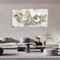 White & Golden Leaves Design Wall Art Canvas Office Home Room Framed 80x45cm