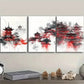 3pcs Traditional Chinese Architecture Wall Art Set Canvas Framed 40x60cm - High Quality Print 100% Australian Made Wall Canvas Ready to Hang