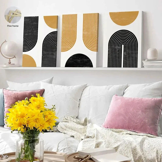 3pcs  Abstract Modern Brown Artwork Painting Wall Art Set Canvas Framed 40x60cm - High Quality Print 100% Australian Made Wall Canvas Ready to Hang