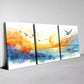 3pcs Birds Flying at Sunset Seaside Landscape Wall Art Set  Canvas Framed 40x60cm - High Quality Print 100% Australian Made Wall Canvas Ready to Hang