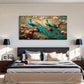 Stunning Blue Peacock & Peach Wall Art Canvas Office Home Room Framed 120x60cm