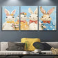 3pcs Colorful Eggs & Floral Blooms Vibrant Metal Print Ready to Hang Art