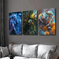 3pcs Blue Orange Illusion Spider Wall Art Set Canvas Framed 40x60cm - High Quality Print 100% Australian Made Wall Canvas Ready to Hang