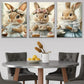 3pcs Spring Scene with Playful Bunnies Colorful Metal Print Ready to Hang Art