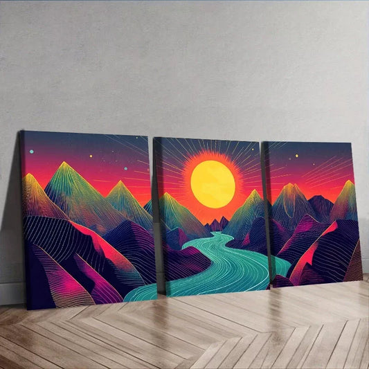 3pcs Vibrant Landscape Design Nature Wall Art Set Canvas Framed 40x60cm - High Quality Print 100% Australian Made Wall Canvas Ready to Hang