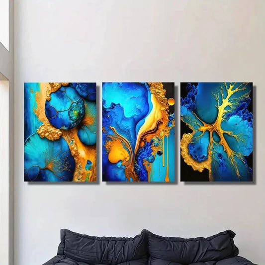 3pcs abstract color decorative painting, Metal Print Ready to Hang Art