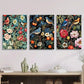 3pcs Plants flowers, birds, watercolor painting, Metal Print Ready to Hang Art