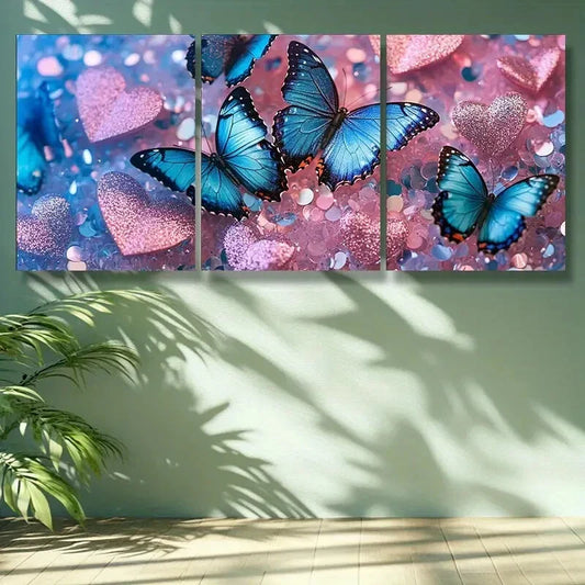 3pcs Splendid butterfly. Painting Wall Art Set Canvas Framed 40x60cm -High Quality Print 100% Australian Made Wall Canvas Ready to Hang