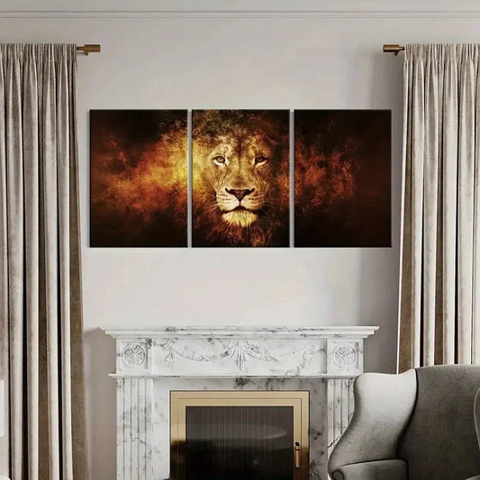 3pcs Vintage Lion Metal Print Ready to Hang Art
