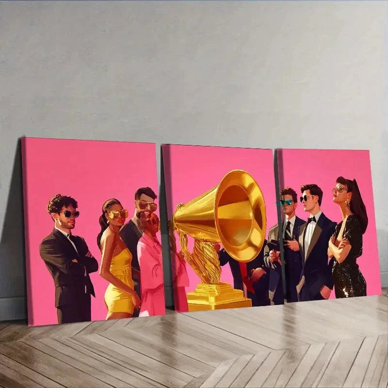 3pcs Grammy Award (2) Wall Art Set Canvas Framed 40x60cm - High Quality Print 100% Australian Made Wall Canvas Ready to Hang