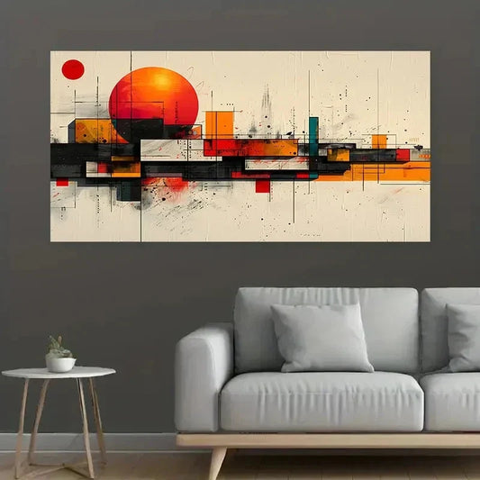 Modern Abstract Geometric Wall Art Canvas Office Home Room Framed 120x60cm