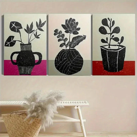 3pcs Modern Abstract And Light Luxury Floral Metal Print Ready to Hang Art