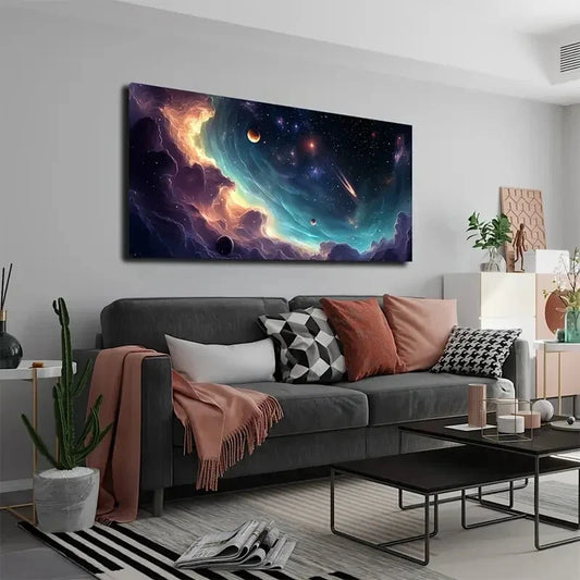 Abstract Starry Sky Wall Art canvas office home room framed 120x60cm