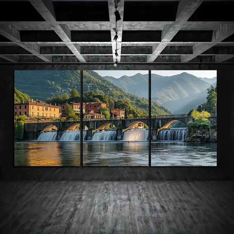 3pcs Big Mountain Water Damp Nature Metal Print Ready to Hang Art