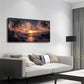 Sunset Beach with Palm Trees Wall Art Canvas Office Home Room Framed 120x60cm