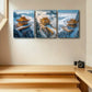 3pcs Golden Pagoda on Mountain Top with Clouds Metal Print Ready to Hang Art