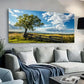 Wooden Fence & Tree Field wall canvas office home room framed 120x60cm