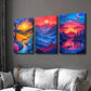 3pcs Rich Valley & Mountain Landscape at Sunset Wall Art Set Canvas Framed 40x60cm - High Quality Print 100% Australian Made Wall Canvas Ready to Hang