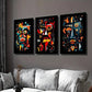 3pcs Geometric Human Face Illustration Wall Art Set Canvas Framed 40x60cm - High Quality Print 100% Australian Made Wall Canvas Ready to Hang