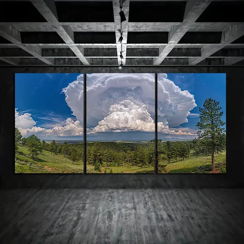 3pcs Black Forest Thunderstorm Nature Metal Print Ready to Hang Art