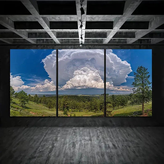 3pcs Black Forest Thunderstorm Nature Metal Print Ready to Hang Art