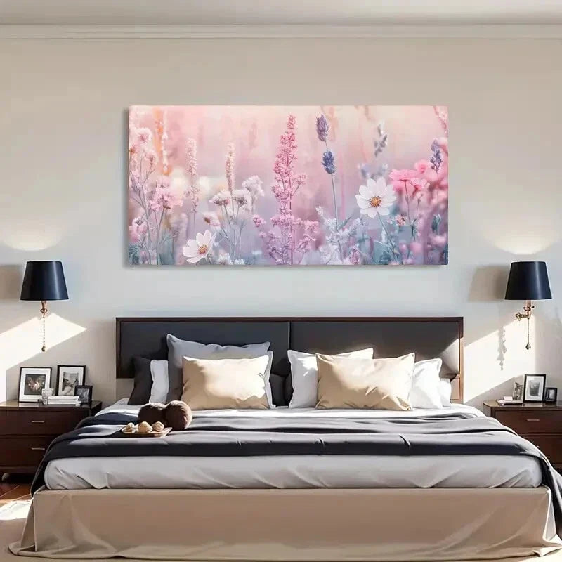 Soft Focus Floral Elegant Wall Art Canvas Office Home Room Framed 120x60cm