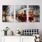 3pcs Colorful Urban Streetcar Painting Tram Metal Print Ready to Hang Art