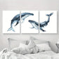 3pcs Humpback Whale Nautical Ocean Metal Print Ready to Hang Art