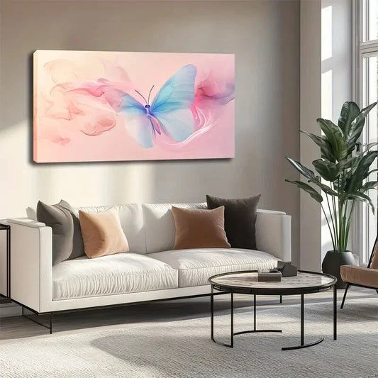 Transparent Gradient Blue Wall Art canvas office home room framed 120x60cm