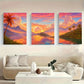 3pcs A Vibrant Sunset Over a Calm Lake Metal Print Ready to Hang Art