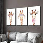 3pcs Giraffe Wearing Glasses Blowing Bubbles Wall Art Set Canvas Framed 40x60cm - High Quality Print 100% Australian Made Wall Canvas Ready to Hang