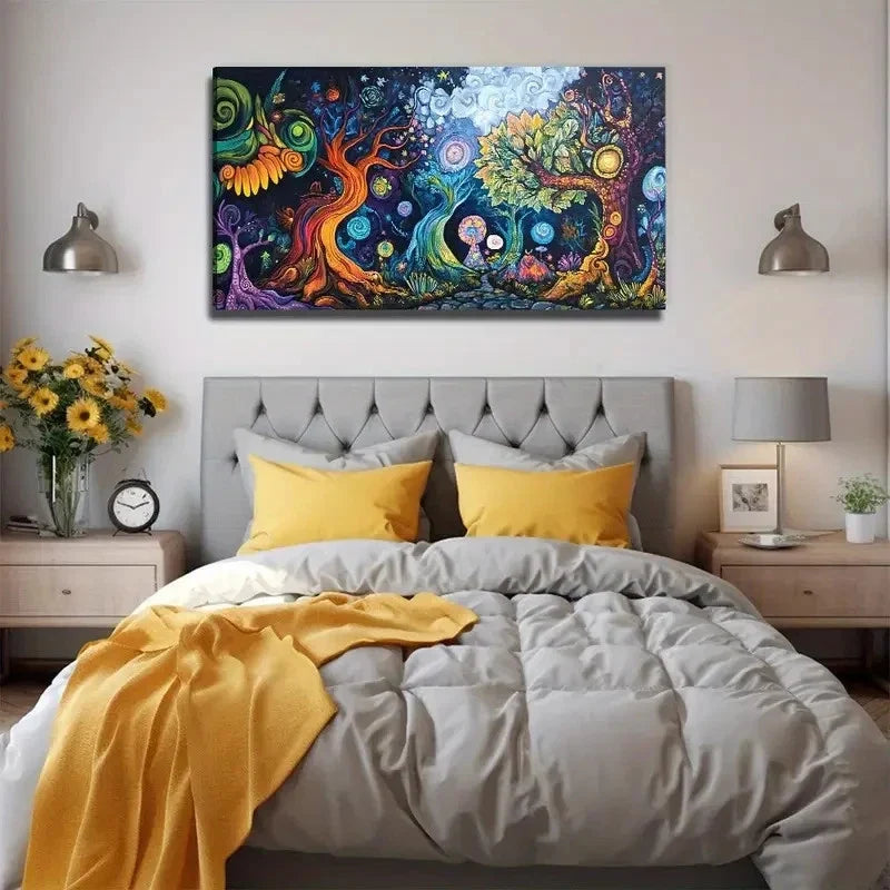Magic Woods Modern Landscape Wall Art Canvas Office Home Room Framed 80x45cm
