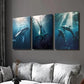 3pcs Diving Whale Swordfish & Dolphins Wall Art Set Canvas Framed 40x60cm - High Quality Print 100% Australian Made Wall Canvas Ready to Hang