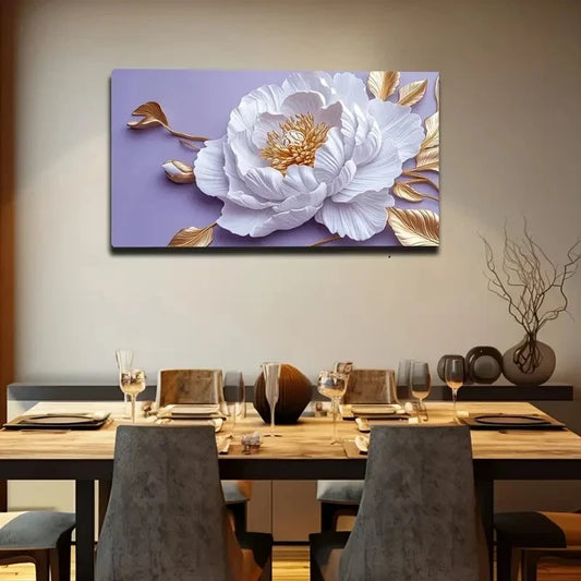 Elegant Golden Accents Wall Art canvas office home room framed 120x60cm