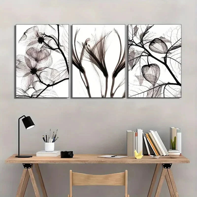3pcs Abstract Art Leaves Poster Environments Metal Print Ready to Hang Art