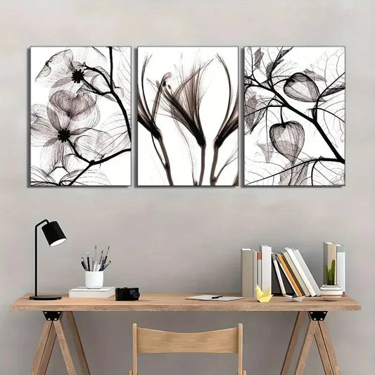 3pcs Abstract Art Leaves Poster Environments Metal Print Ready to Hang Art